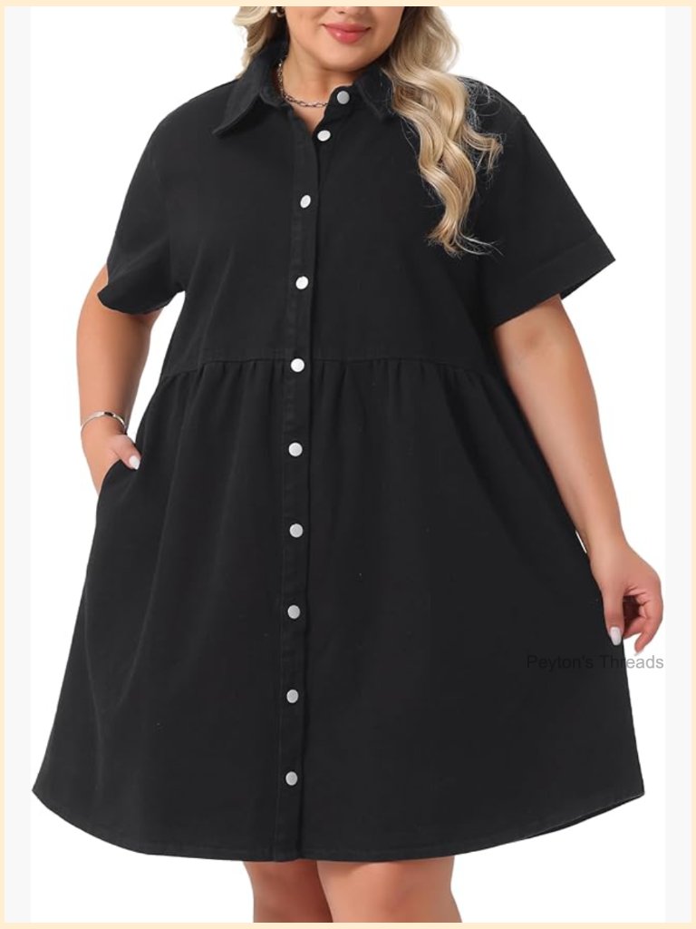 Button Down Babydoll Denim Sundress With Pockets